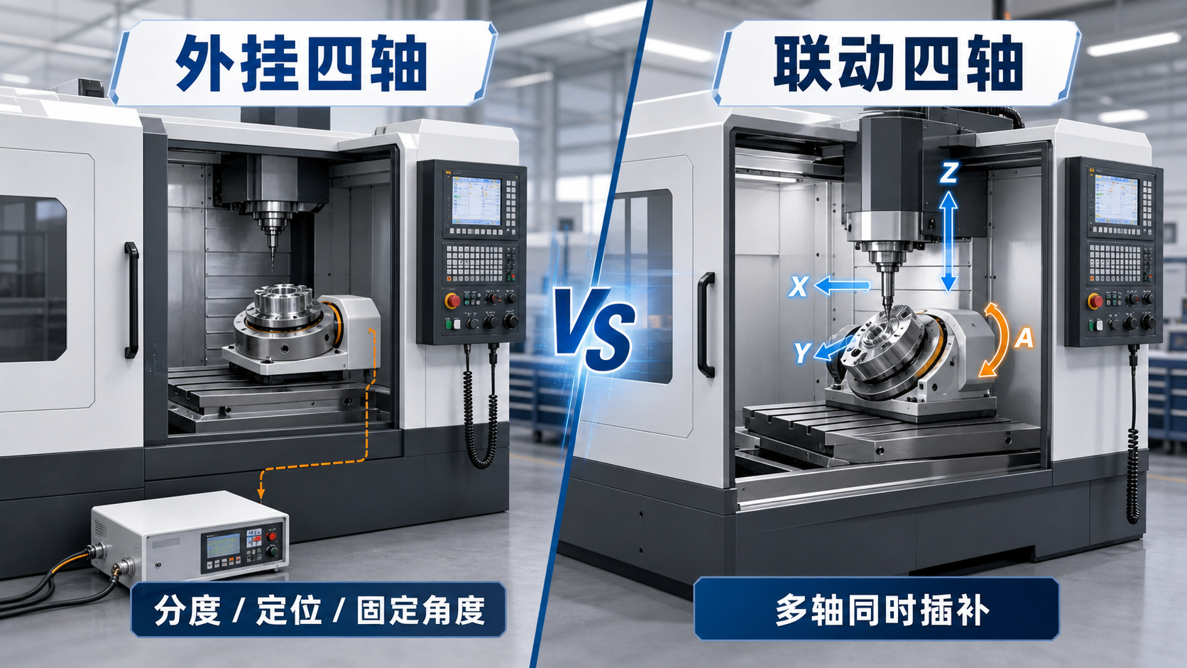 外挂四轴和联动四轴有什么区别？